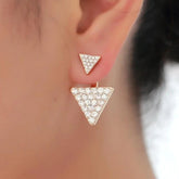 Geo Triangle Rhinestone Jacket Back Earrings